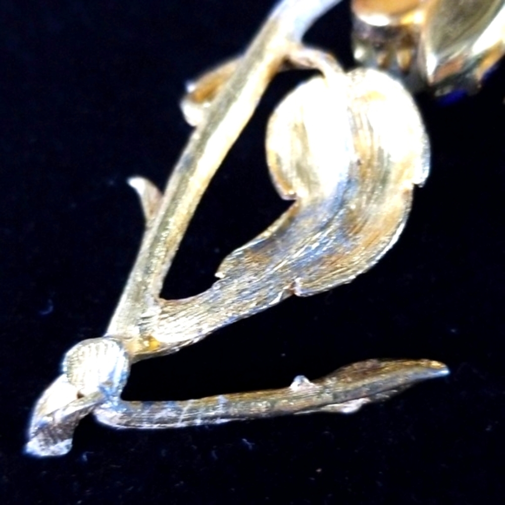Vintage 1950s Faux Pearl Glass Stone Flower Brooch - Picture 7 of 9